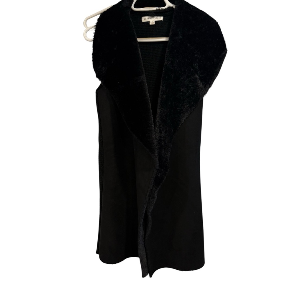 Black Faux Fur Collar Vest